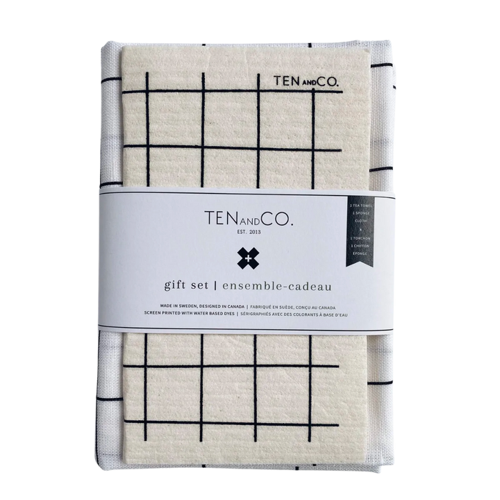 Black On White Grid | Sponge Cloth + Tea Towel - Miller Box Co,